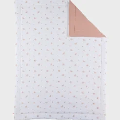 Couverture berceau 75x100 mousseline bio Rose & Blanc Vintage Flowers