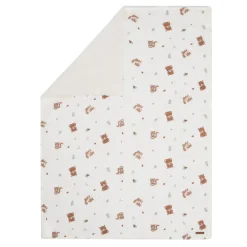 Couverture bi-matière 80 x 110 cm imprimé animaux Roi des Forêts écru