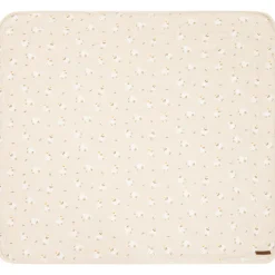 Couverture bi-matière 80 x 80 cm imprimé moutons La Vie à la Ferme beige