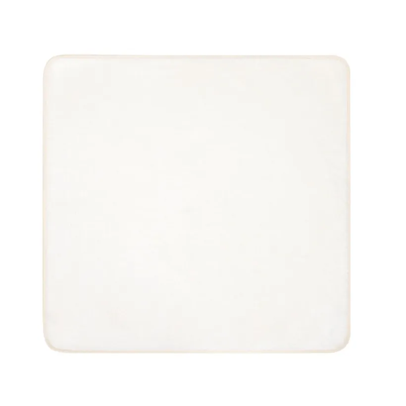 Couverture bi-matière 80 x 80 cm imprimé moutons La Vie à la Ferme beige