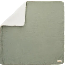 Couverture en tetra doublée sherpa 80 x 80 cm vert