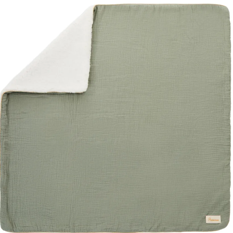 Couverture en tetra doublée sherpa 80 x 80 cm vert