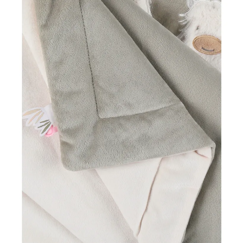 Couverture en veloudoux 100x140 cm Fluffy kaki/écru