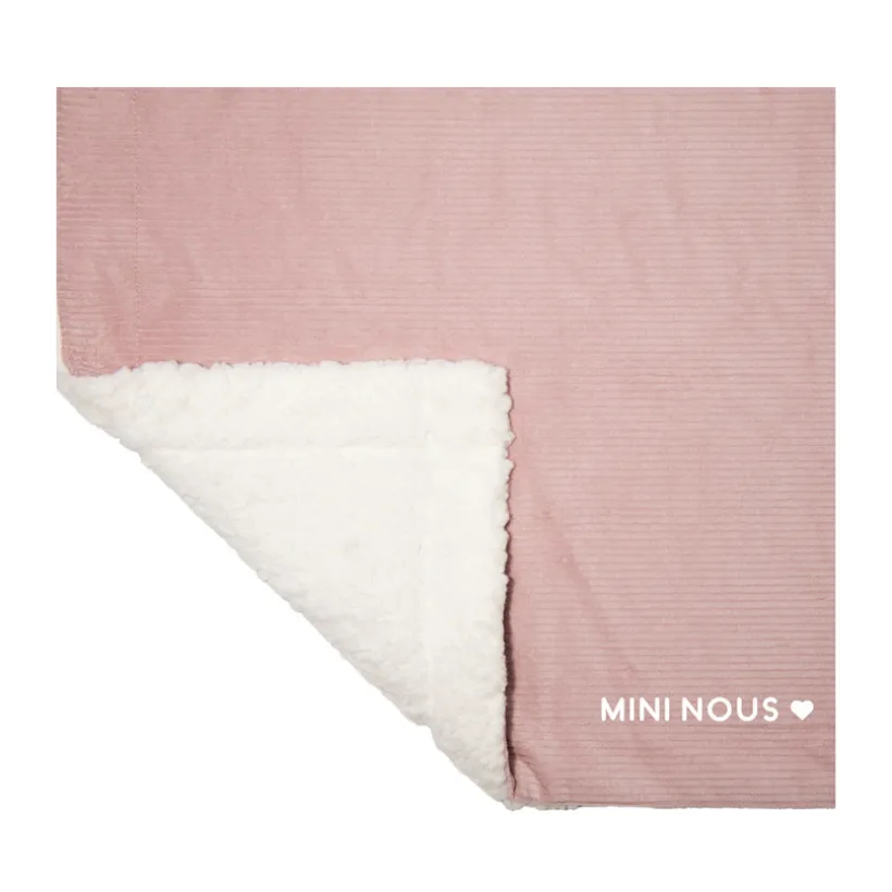 Couverture en velours côtelé 70 x 90 cm "Mini nous" lilas