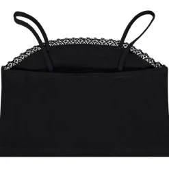 Crop top côtelé à bretelles fines et dentelle pour fille