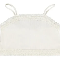 Crop top côtelé à bretelles fines et dentelle pour fille
