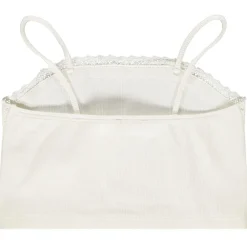 Crop top côtelé à bretelles fines et dentelle pour fille