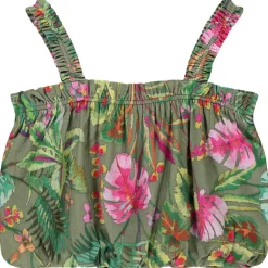 Crop top effet boule imprimé tropical pour fille