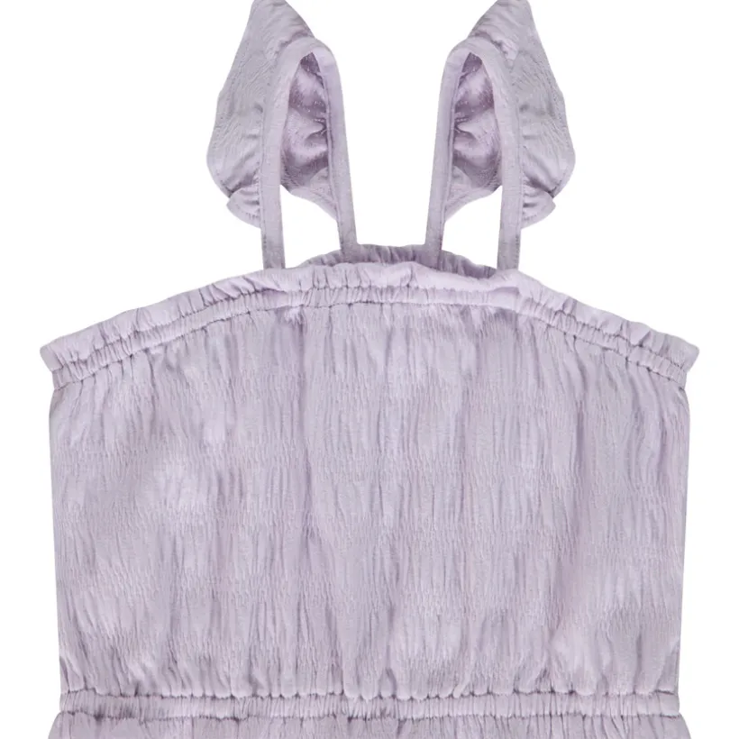 Crop top smocké à bretelles volantées pour fille