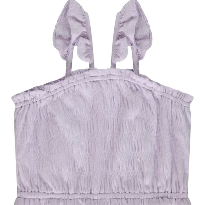 Crop top smocké à bretelles volantées pour fille