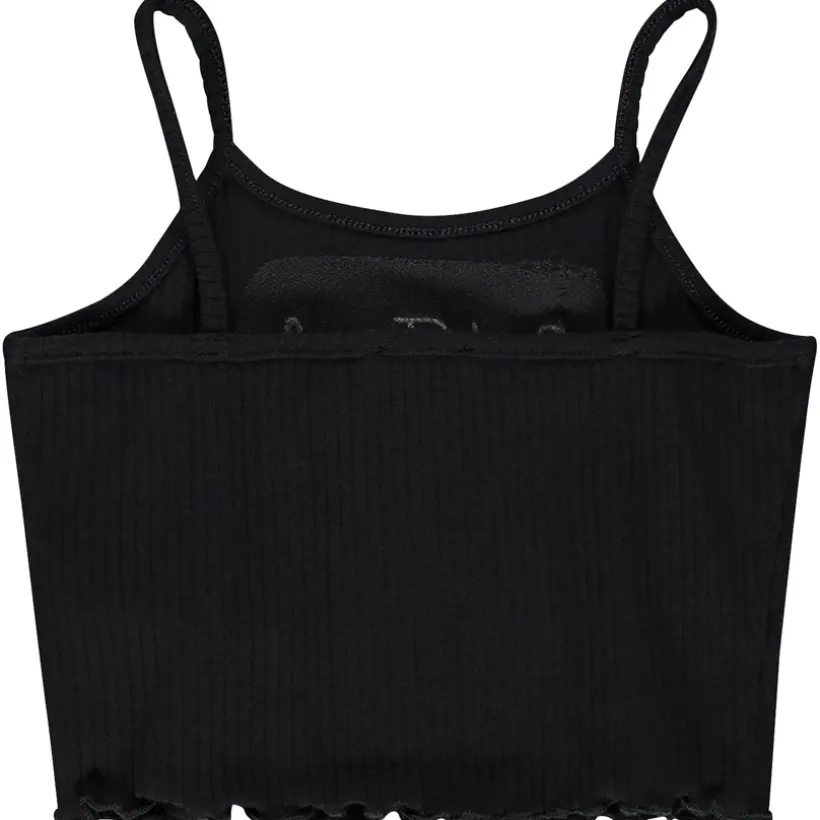 Débardeur court effet côtelé à broderie pour fille