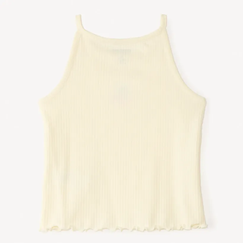 Débardeur court en maille côtelée broderie cerise pour fille