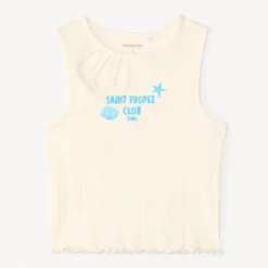 Débardeur en maille côtelée fantaisie broderie