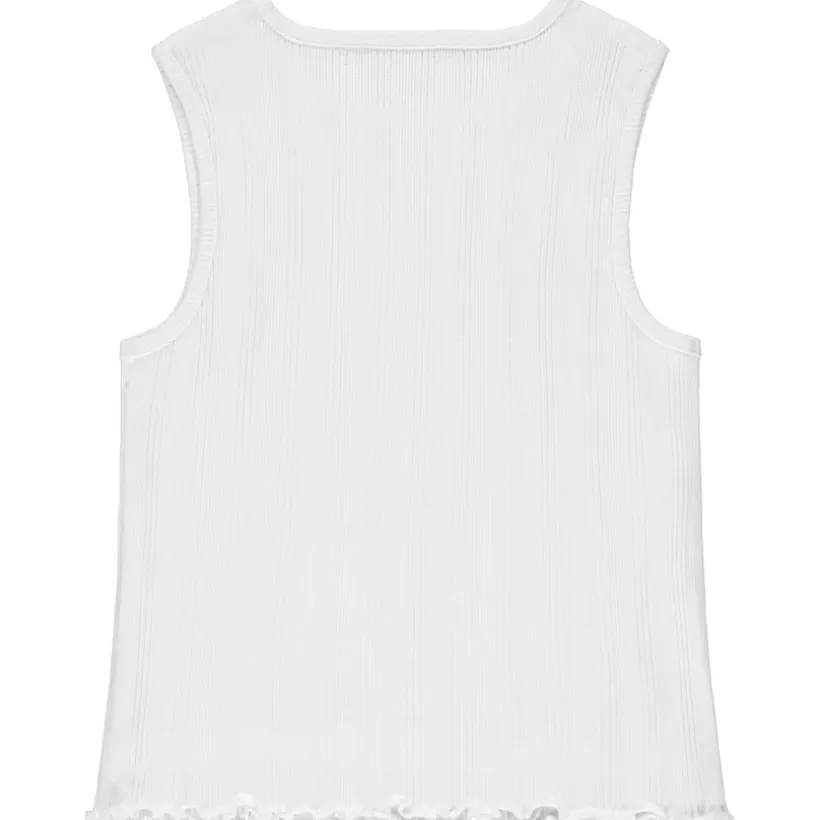 Débardeur uni en maille côte avec col fantaisie pour fille