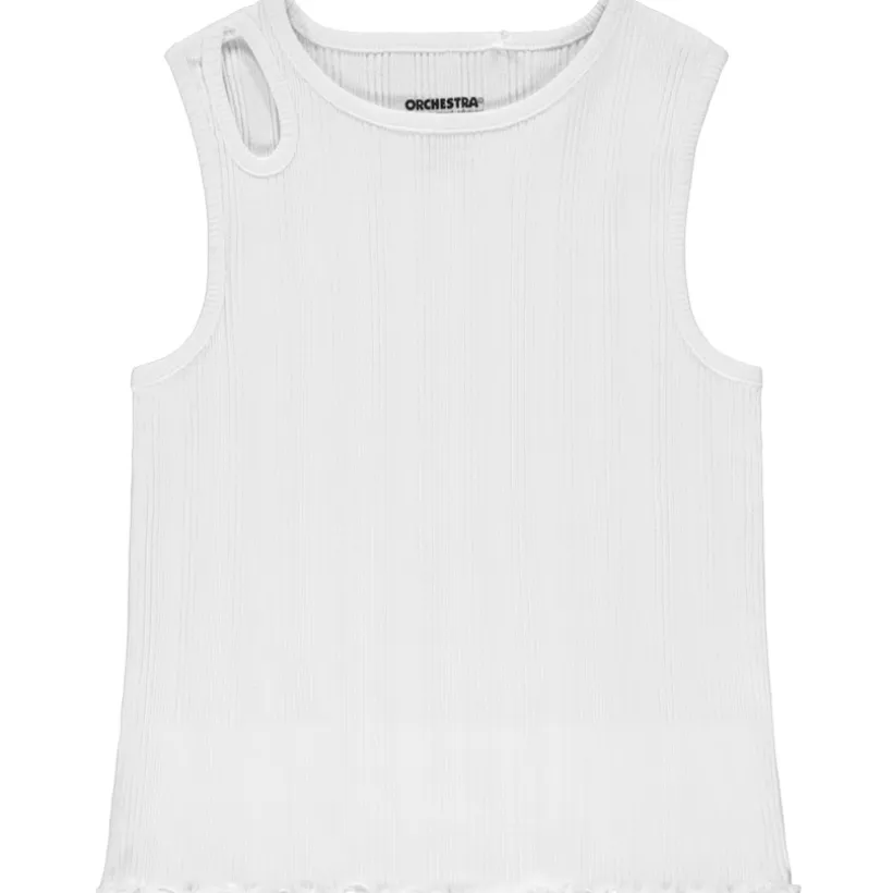 Débardeur uni en maille côte avec col fantaisie pour fille