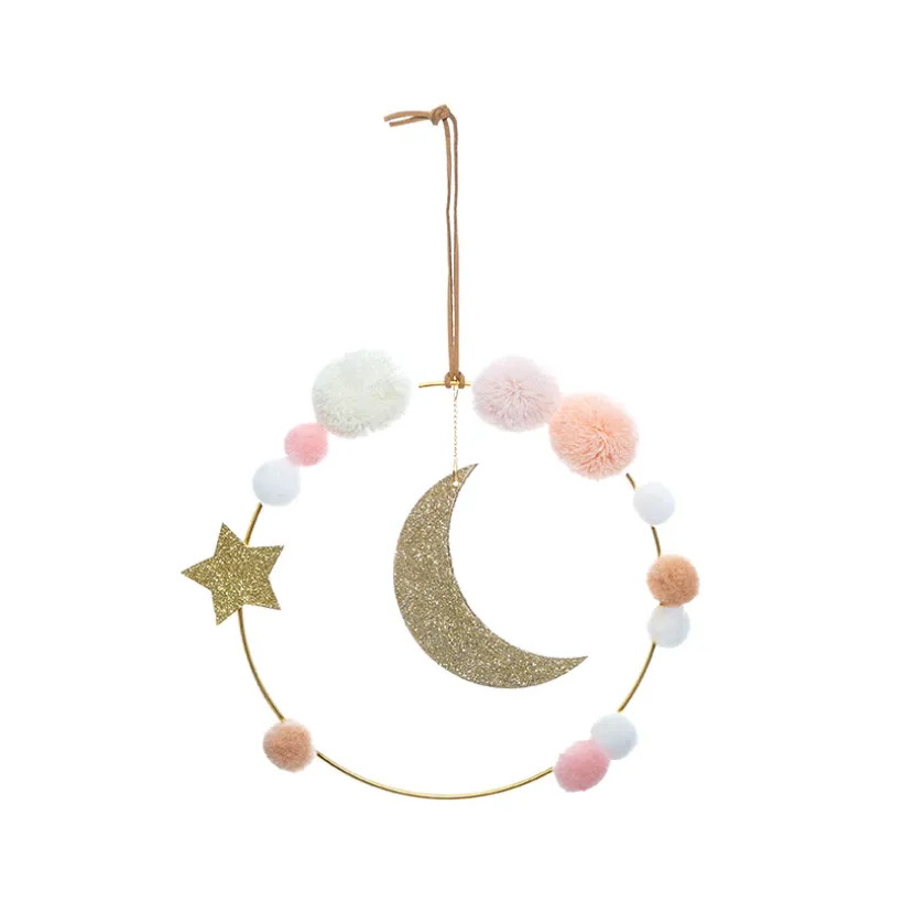 Décoration murale Lune et Pompons