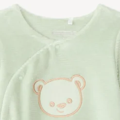 Dors-bien bébé en velours bébé broderie ourson