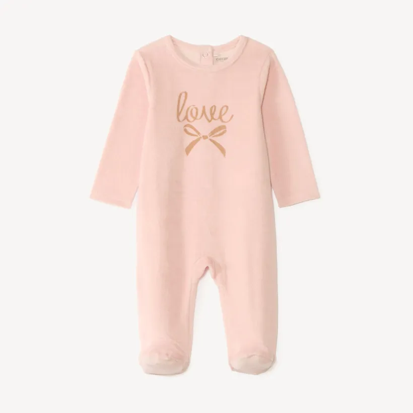 Dors-bien bébé fille en velours print mignon