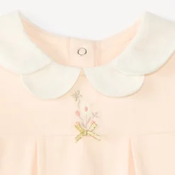 Dors-bien col claudine et broderie fleurs pour bébé fille