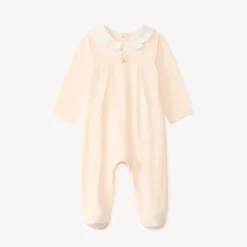 Dors-bien col claudine et broderie fleurs pour bébé fille