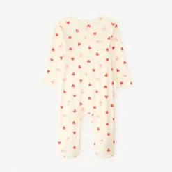 Dors-bien en maille pointel avec imprimé cœur pour bébé fille (ouvertures différentes selon l'âge)