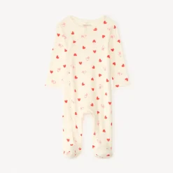 Dors-bien en maille pointel avec imprimé cœur pour bébé fille (ouvertures différentes selon l'âge)