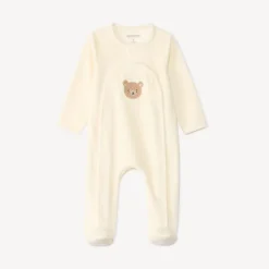 Dors-bien en velours avec patch ourson pour bébé