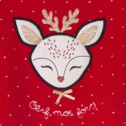 Dors-bien en velours avec patch brodé cerf et imprimé pois pour bébé fille