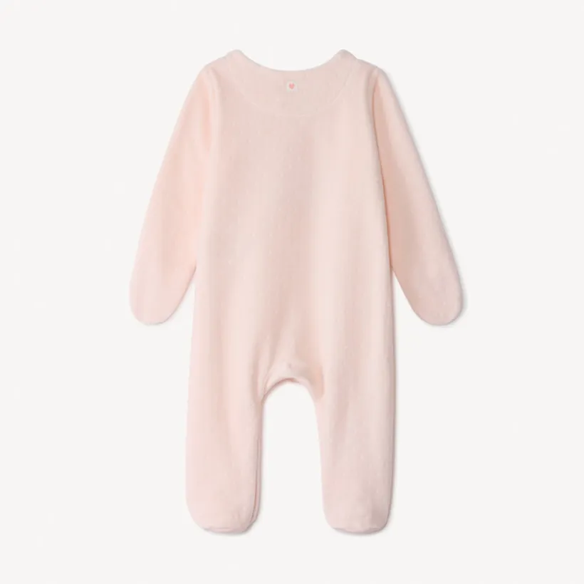 Dors-bien en velours dévoré patch lapins pour bébé fille