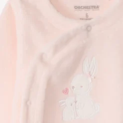 Dors-bien en velours dévoré patch lapins pour bébé fille