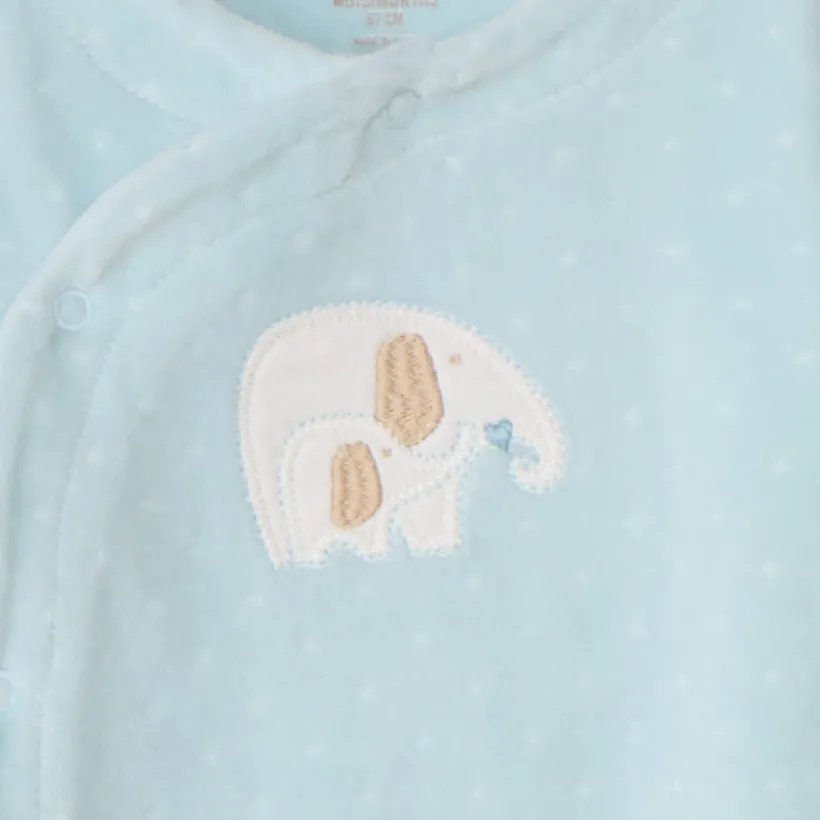 Dors-bien en velours dévoré patch éléphants pour bébé garçon