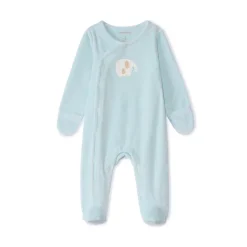 Dors-bien en velours dévoré patch éléphants pour bébé garçon
