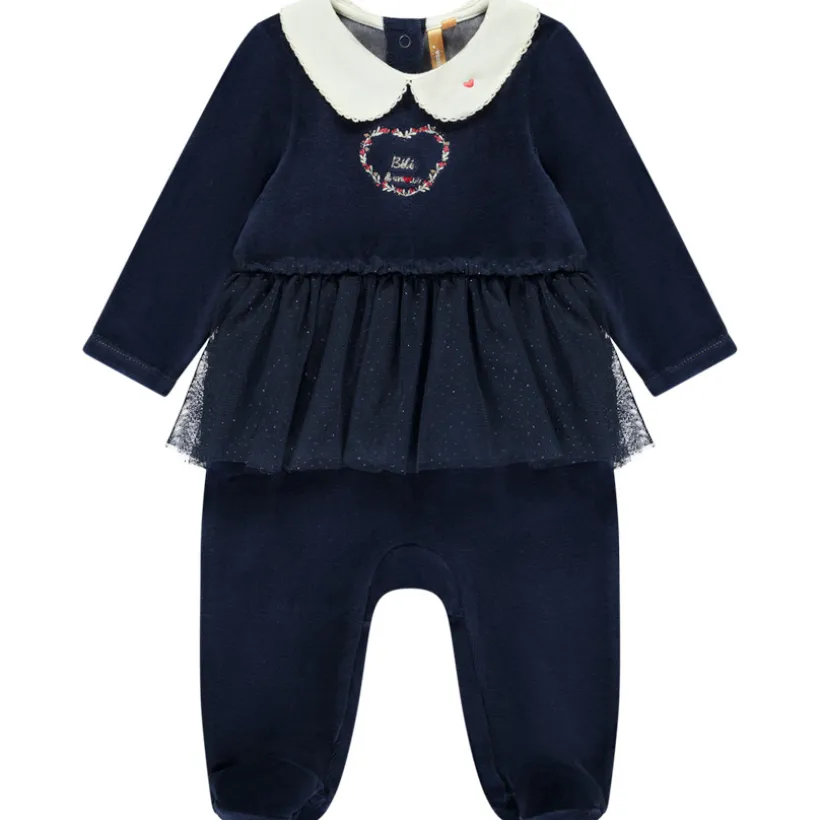 Dors-bien en velours et tulle effet 2 en 1 pour bébé fille