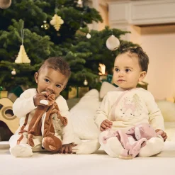 Dors-bien en velours fantaisie avec doudou assorti pour bébé fille (ouvertures différentes selon l'âge)