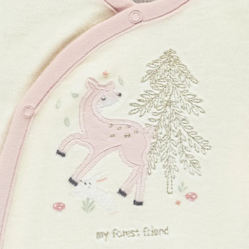 Dors-bien en velours fantaisie avec doudou assorti pour bébé fille (ouvertures différentes selon l'âge)