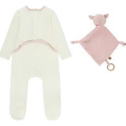 Dors-bien en velours fantaisie avec doudou assorti pour bébé fille (ouvertures différentes selon l'âge)