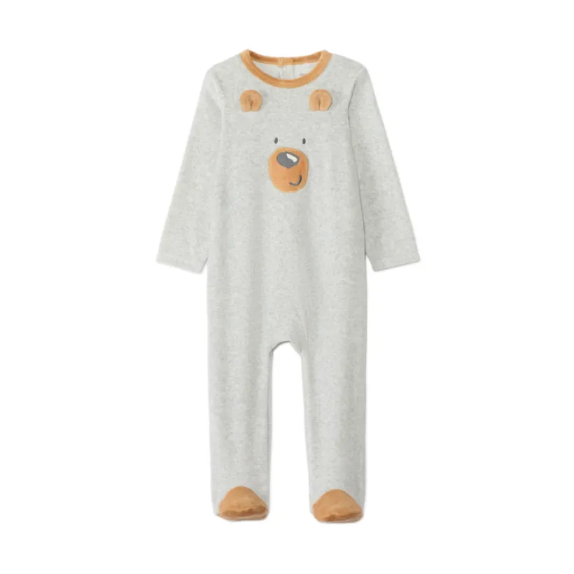 Dors-bien en velours fantaisie pour bébé garçon