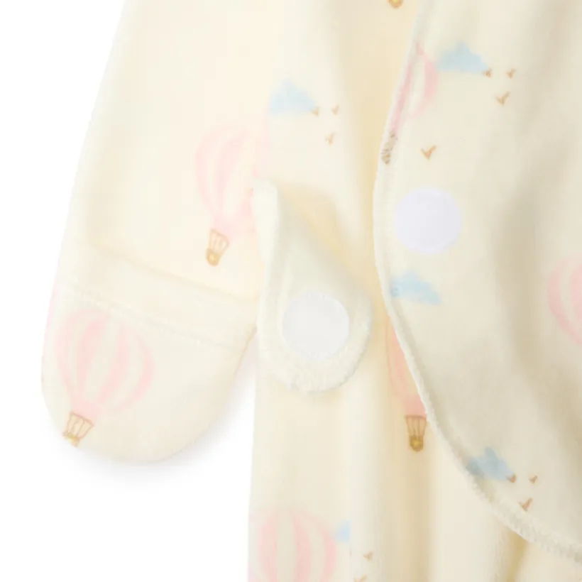 Dors-bien en velours imprimé montgolfières pour bébé fille prématurée