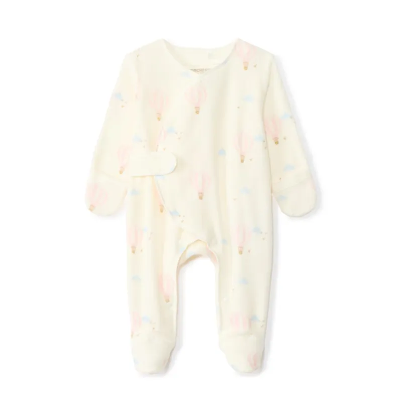 Dors-bien en velours imprimé montgolfières pour bébé fille prématurée