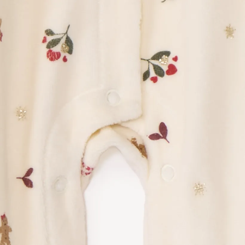 Dors-bien en velours imprimé Noël pour bébé fille avec ouvertures différentes selon l'âge