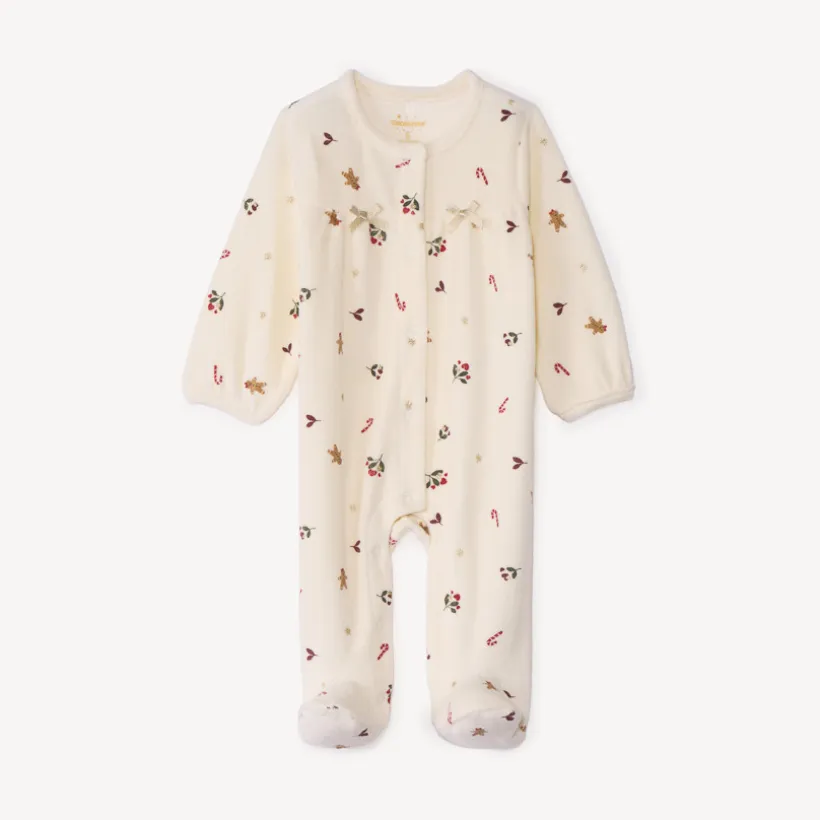 Dors-bien en velours imprimé Noël pour bébé fille avec ouvertures différentes selon l'âge