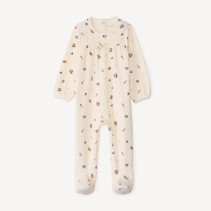 Dors-bien en velours imprimé Noël pour bébé fille avec ouvertures différentes selon l'âge