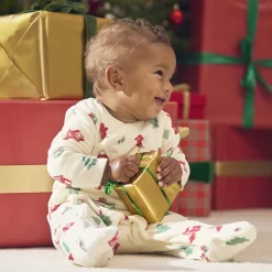 Dors-bien en velours imprimé sapin de Noël pour bébé (ouvertures différentes selon l'âge)