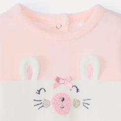 Dors-bien en velours ludique bicolore pour bébé fille