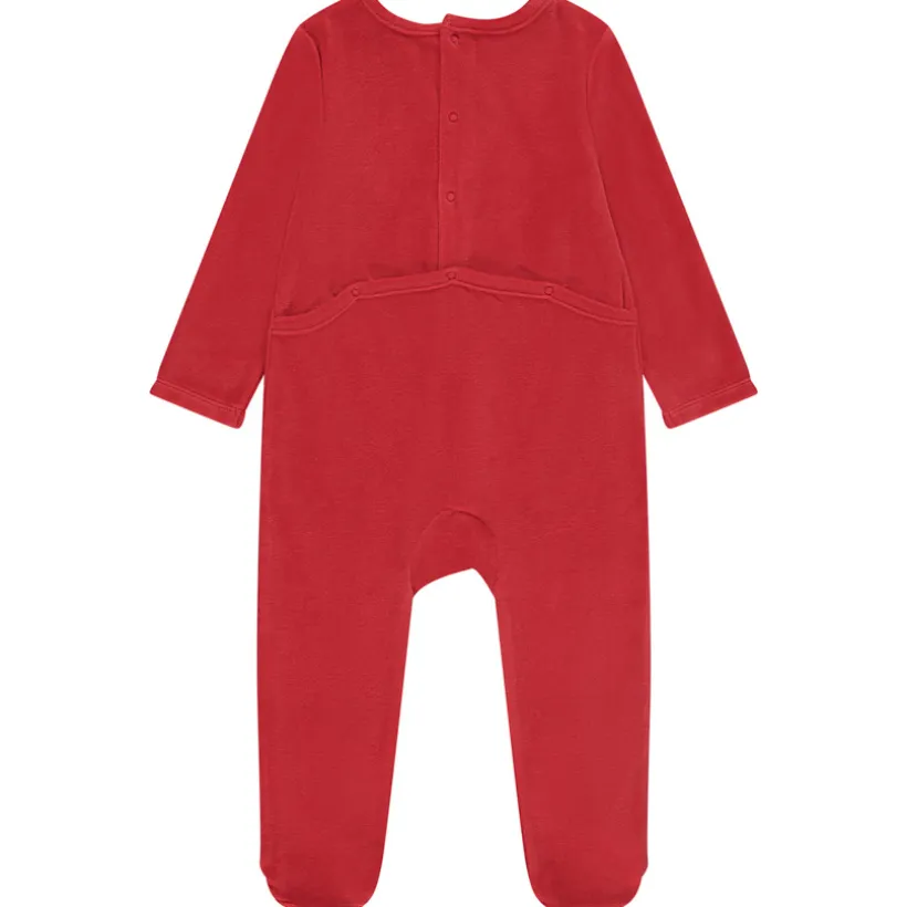 Dors-bien en velours patch brodé cerf pour bébé avec ouvertures différentes selon l'âge