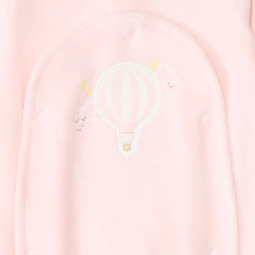 Dors-bien en velours patch montgolfière pour bébé fille prématurée
