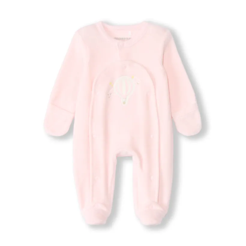 Dors-bien en velours patch montgolfière pour bébé fille prématurée