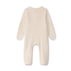 Dors-bien en velours uni brodé feuilles pour bébé