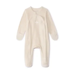 Dors-bien en velours uni brodé feuilles pour bébé
