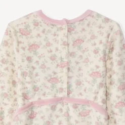 Dors-bien imprimé fleuri + gilet pour bébé fille avec ouvertures différentes selon l'âge